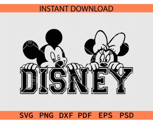 Disney Mickey and Minnie Mouse Peeking SVG, Mickey and Minnie Mouse Peeking Disney SVG