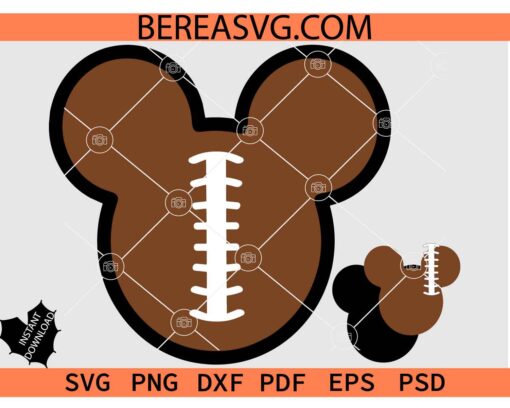 Disney head football ball png, Sports trio mickey png svg