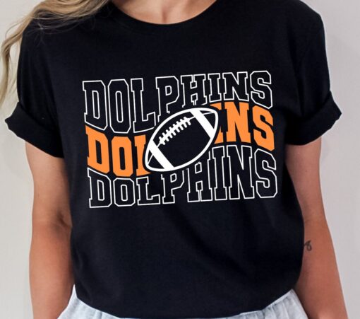 Dolphin Football Wavy Text Stacked svg, Dolphin wavy text Football Clipart SVG