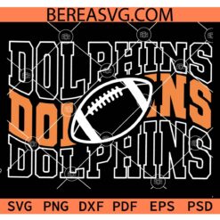 Dolphin Football Wavy Text Stacked svg, Dolphin wavy text Football Clipart SVG