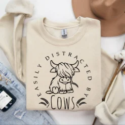 Easily Distracted By Cows SVG, Cow Humorous Saying SVG