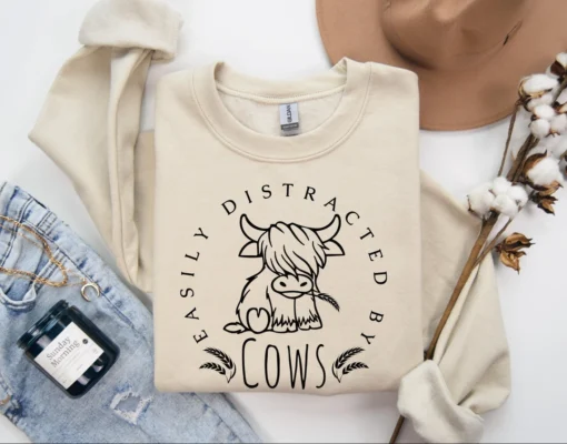 Easily Distracted By Cows SVG, Cow Humorous Saying SVG