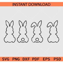 Easter Bunny Outline SVG Bundle, Bunny Silhouette Shape Set SVG, Rabbit Bunny Sketch Bundle SVG