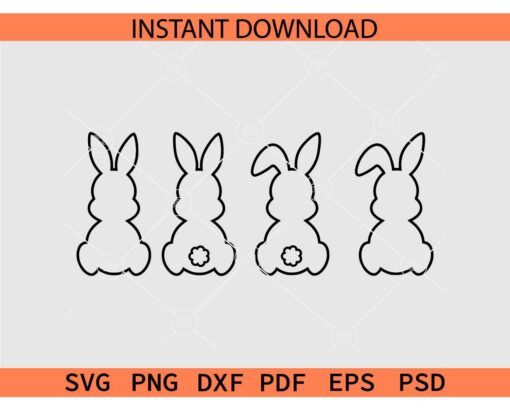 Easter Bunny Outline SVG Bundle, Bunny Silhouette Shape Set SVG, Rabbit Bunny Sketch Bundle SVG
