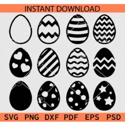 Easter Egg Bundle SVG, Easter Eggs Silhouette Bundle SVG