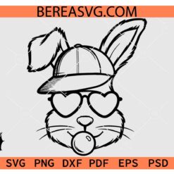 Easter bunny boy SVG, Bunny with Cap SVG, Bunny with Sunglasses and Balloon SVG, Cool Bunny with Hat SVG