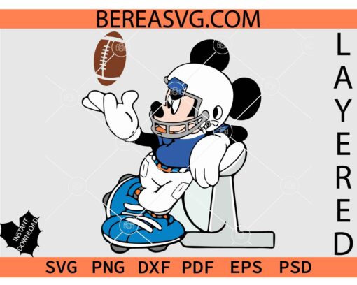 Football Mickey Mouse SVG, Disney Game Day SVG, Mickey with American Football Ball SVG