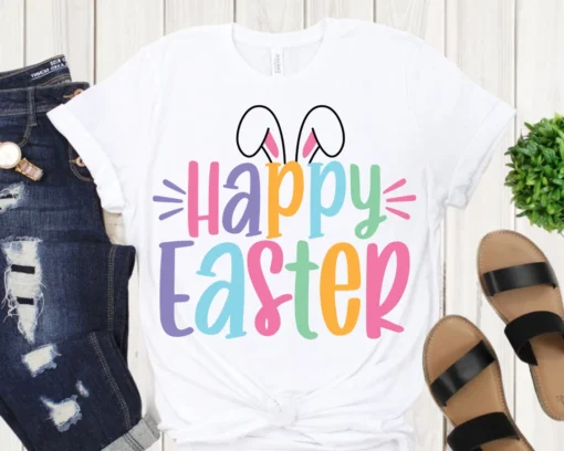 Happy Easter Bunny Ears SVG, Bunny Ears Happy Easter Sublimation SVG