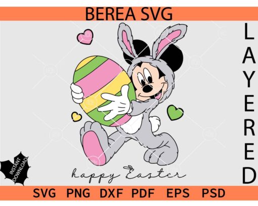 Happy Easter Mouse Carrying Egg SVG, Mickey and Friends Easter SVG, Easter Mickey Bunny Svg, Disney Easter Peeps SVG