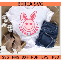 Hunny Bunny SVG Smiley Face SVG, Smiley Face with Bunny Ears Hunny Bunny SVG, Hunny Bunny Happy Face SVG
