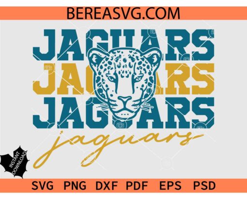 Jaguars Stacked SVG PNG, Jaguars Face Stacked SVG, Jaguars Mascot Stacked SVG