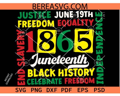 Juneteenth 1865 SVG PNG, African American Svg, Black History SVG, Justice Freedom June 19th SVG