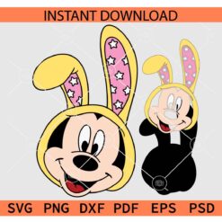 Layered Easter Bunny Mickey SVG, Layered Mickey Face with Bunny Ears SVG, Disney Head with Bunny Ears SVG, Easter Mickey Mouse with Bunny Ears SVG
