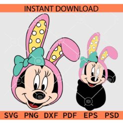 Layered Easter Bunny Minnie SVG, Layered Minnie Face with Bunny Ears SVG, Easter Minnie Mouse with Bunny Ears  SVG