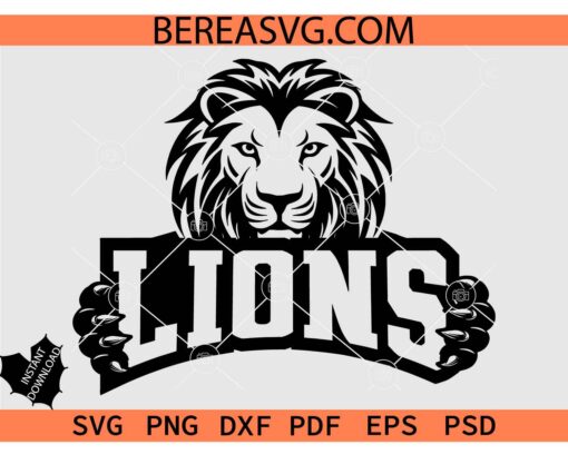 Lions SVG PNG, Lions Face SVG, Lions Mascot SVG