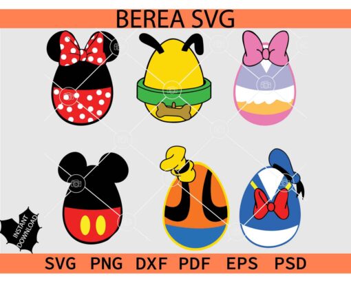 Mickey And Friends Happy Easter Eggs SVG Bundle, Disney Easter Eggs Bundle SVG