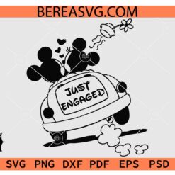 Mickey And Minnie Just engaged SVG, Just engaged Mickey Minnie in Vintage Car SVG