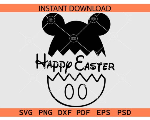 Mickey Ears Egg Happy Easter SVG, Mickey Mouse Ears Happy Easter Egg SVG