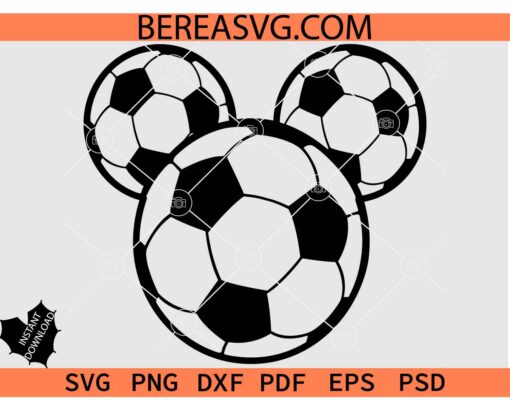 Mickey Ears Soccer Ball SVG, Mickey Head Soccer Ball SVG