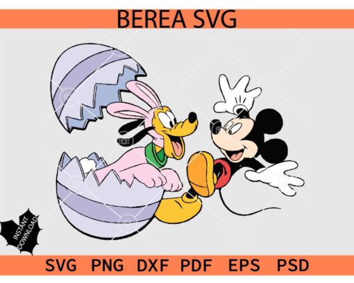 Mickey & Friends Easter SVG, Disney Easter Egg SVG, Pluto and Mickey Easter Egg SVG