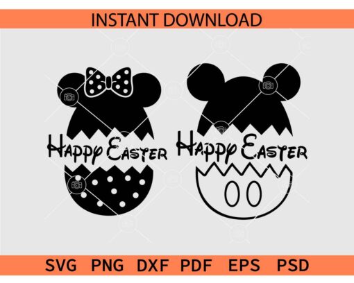 Mickey Minnie Ears Egg Bundle Happy Easter SVG, Disney Bundle Ears Happy Easter Egg SVG