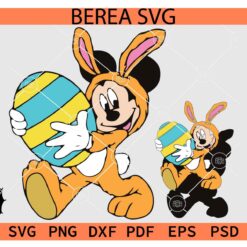 Mickey Mouse Bunny Carrying Easter Egg SVG, Mickey Mouse and Friend Easter Egg SVG