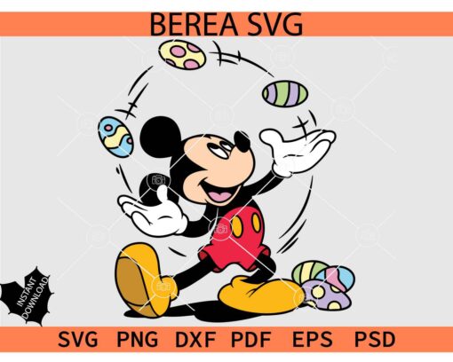 Mickey Mouse Playing with Easter Eggs SVG, Easter Mickey Mouse SVG