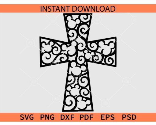 Mickey Mouse black cross SVG, Easter Cross SVG, Disney Easter Cross SVG