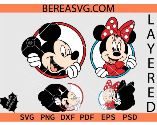 Mickey and Minnie wreath SVG, Disney Bundle Peeking SVG