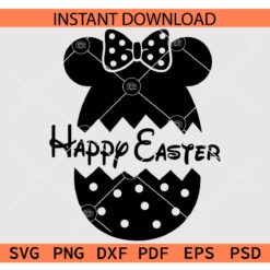 Minnie Ears Egg Happy Easter SVG, Minnie Mouse Ears Happy Easter Egg SVG, Polka Dots Minnie Egg Happy Easter SVG