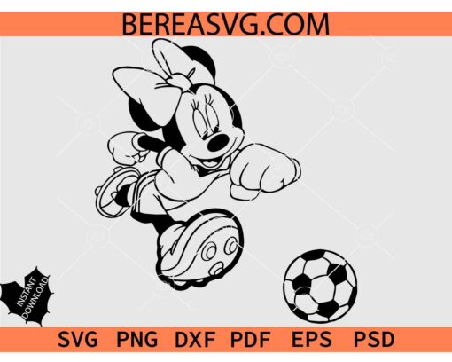 Minnie Running with Soccer Ball SVG