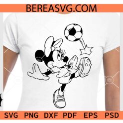 Minnie with Soccer Ball SVG, Minnie Mouse Kicking Soccer Ball SVG