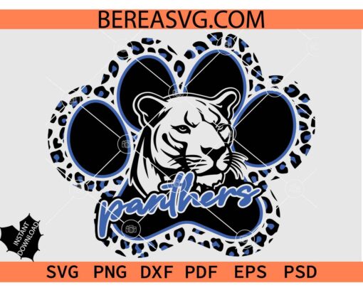 Panthers Head in Paw SVG PNG, Leopard Panthers Paw SVG
