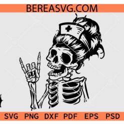 Skeleton Nurse clipart svg, Nurse rock Hand svg, Skeleton Rocking Nurse SVG