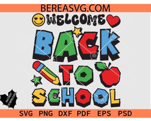 Welcome Back To School Apple svg png, Cute Back To School SVG