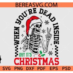 When You Dead Inside But its Christmas Santa skeleton svg png, Peace hand Skeleton Christmas SVG