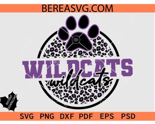 Wildcats Paw SVG PNG, Leopard Print Wildcats Paw svg, Wildcats Cheer svg