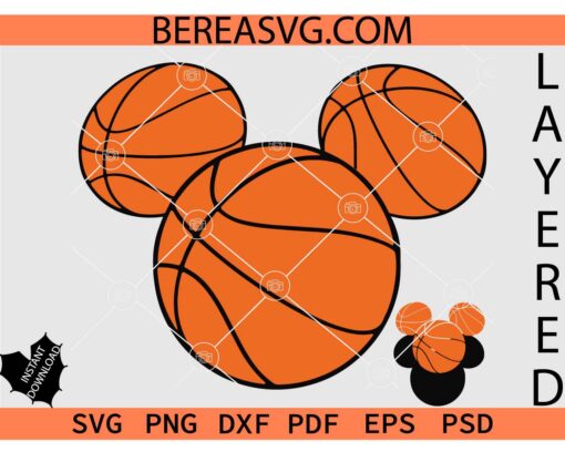 basketball mickey ears svg