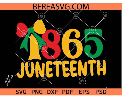 1865 Juneteenth Coquette Bow SVG PNG, Little Girl Juneteenth SVG