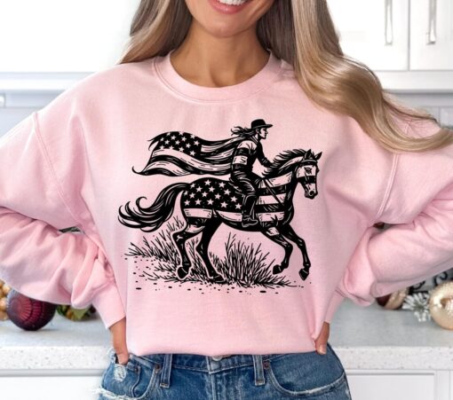 Horse USA Flag Svg Png, Patriotic Horse Svg, Patriotic Horse Rider Svg
