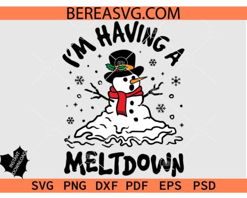 I'm Having A Meltdown svg png, Winter Svg, Funny Snowman svg 