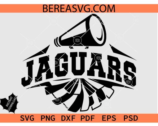 Jaguars Cheer Megaphone SVG, Jaguars Pom pom SVG, Jaguars Mascot SVG