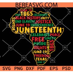 African Map Juneteenth Typography Svg, African Map1865 Black History Juneteenth Free-ish equality freedom SVG