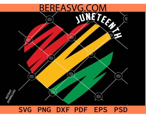 Scribble Heart Juneteenth SVG PNG, Juneteenth Flag Heart SVG