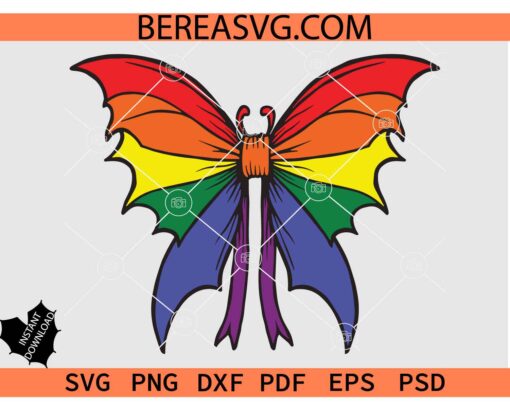 LGBTQ Halloween Bat Gothic Coquette bow svg png, Gothic Bat LGBTQ flag SVG