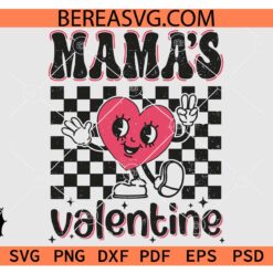 Mama’s Valentine Checkerboard svg, kids valentine svg, Mama's Retro Valentine svg