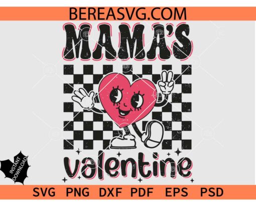 Mama’s Valentine Checkerboard svg, kids valentine svg, Mama's Retro Valentine svg