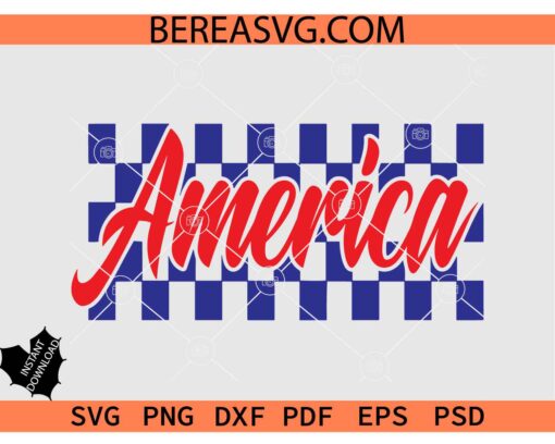 Retro Checkered America Svg, Fourth of July svg, 4th Of July Checkered svg