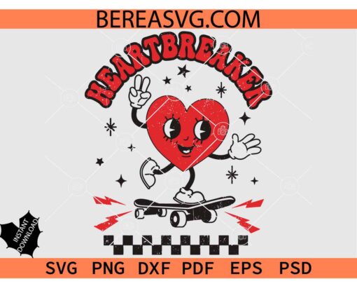 Retro Heartbreaker svg, Heartbreaker Skateboard svg