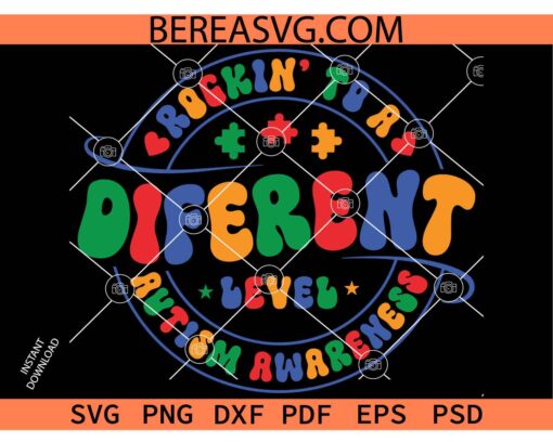 Rockin To A Different Level Gamer Svg Png, Autism Awareness Svg